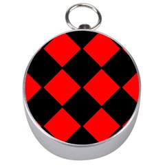 Red Black square Pattern Silver Compasses