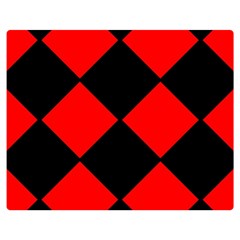 Red Black square Pattern Double Sided Flano Blanket (Medium) 