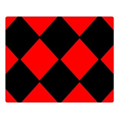 Red Black square Pattern Double Sided Flano Blanket (Large) 