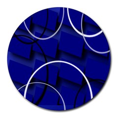 Blue Abstract Pattern Rings Abstract Round Mousepads by Nexatart