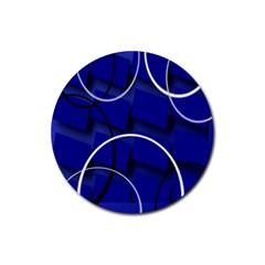 Blue Abstract Pattern Rings Abstract Rubber Coaster (round)  by Nexatart