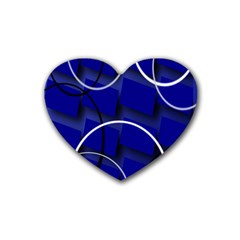 Blue Abstract Pattern Rings Abstract Rubber Coaster (heart)  by Nexatart