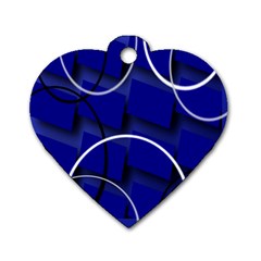 Blue Abstract Pattern Rings Abstract Dog Tag Heart (two Sides) by Nexatart