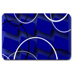 Blue Abstract Pattern Rings Abstract Large Doormat  by Nexatart