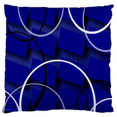 Blue Abstract Pattern Rings Abstract Large Cushion Case (two Sides) by Nexatart