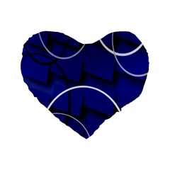 Blue Abstract Pattern Rings Abstract Standard 16  Premium Heart Shape Cushions by Nexatart