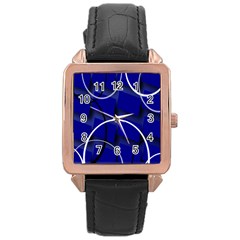 Blue Abstract Pattern Rings Abstract Rose Gold Leather Watch  by Nexatart