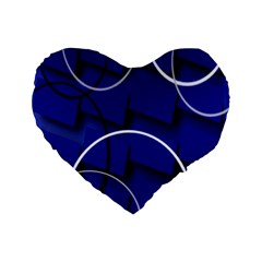 Blue Abstract Pattern Rings Abstract Standard 16  Premium Flano Heart Shape Cushions by Nexatart