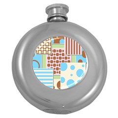 Part Background Image Round Hip Flask (5 Oz)