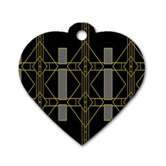 Simple Art Deco Style Art Pattern Dog Tag Heart (two Sides) by Nexatart