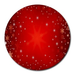 Red Holiday Background Red Abstract With Star Round Mousepads by Nexatart