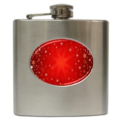 Red Holiday Background Red Abstract With Star Hip Flask (6 Oz) by Nexatart