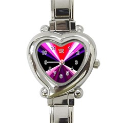 Red And Purple Triangles Abstract Pattern Background Heart Italian Charm Watch by Nexatart