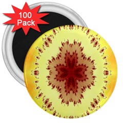 Yellow Digital Kaleidoskope Computer Graphic 3  Magnets (100 Pack) by Nexatart