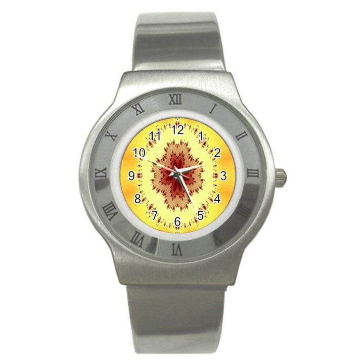 Yellow Digital Kaleidoskope Computer Graphic Stainless Steel Watch