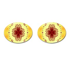 Yellow Digital Kaleidoskope Computer Graphic Cufflinks (oval) by Nexatart