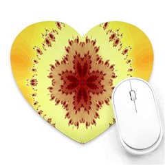 Yellow Digital Kaleidoskope Computer Graphic Heart Mousepads by Nexatart