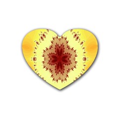 Yellow Digital Kaleidoskope Computer Graphic Rubber Coaster (heart)  by Nexatart