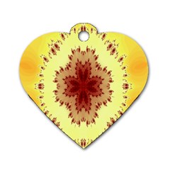 Yellow Digital Kaleidoskope Computer Graphic Dog Tag Heart (two Sides) by Nexatart