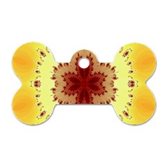 Yellow Digital Kaleidoskope Computer Graphic Dog Tag Bone (two Sides) by Nexatart