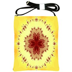 Yellow Digital Kaleidoskope Computer Graphic Shoulder Sling Bags by Nexatart