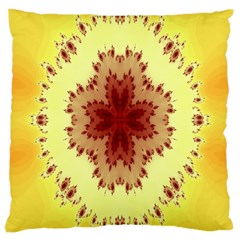 Yellow Digital Kaleidoskope Computer Graphic Large Cushion Case (two Sides) by Nexatart