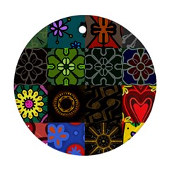 Digitally Created Abstract Patchwork Collage Pattern Ornament (round) by Nexatart