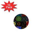 Digitally Created Abstract Patchwork Collage Pattern 1  Mini Buttons (10 pack)  Front