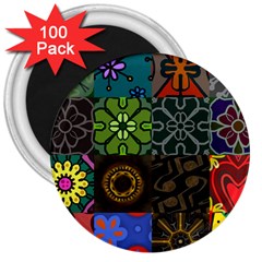 Digitally Created Abstract Patchwork Collage Pattern 3  Magnets (100 Pack) by Nexatart