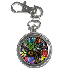 Digitally Created Abstract Patchwork Collage Pattern Key Chain Watches by Nexatart