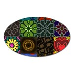 Digitally Created Abstract Patchwork Collage Pattern Oval Magnet Front