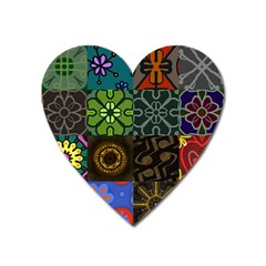 Digitally Created Abstract Patchwork Collage Pattern Heart Magnet by Nexatart