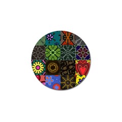 Digitally Created Abstract Patchwork Collage Pattern Golf Ball Marker (10 Pack) by Nexatart