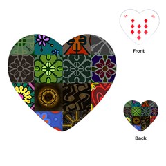 Digitally Created Abstract Patchwork Collage Pattern Playing Cards (heart)  by Nexatart