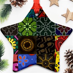 Digitally Created Abstract Patchwork Collage Pattern Star Ornament (two Sides) by Nexatart