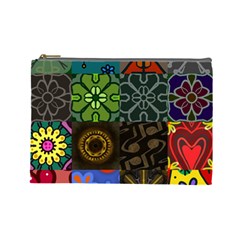 Digitally Created Abstract Patchwork Collage Pattern Cosmetic Bag (large)  by Nexatart