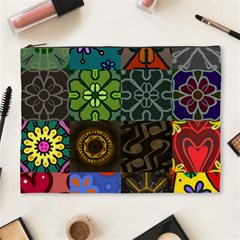 Digitally Created Abstract Patchwork Collage Pattern Cosmetic Bag (xl) by Nexatart