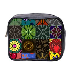 Digitally Created Abstract Patchwork Collage Pattern Mini Toiletries Bag 2-side by Nexatart