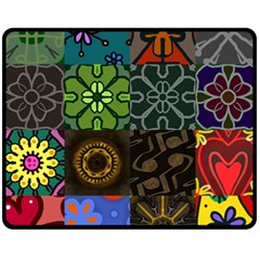 Digitally Created Abstract Patchwork Collage Pattern Fleece Blanket (medium)  by Nexatart