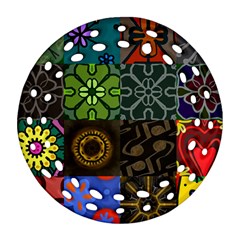 Digitally Created Abstract Patchwork Collage Pattern Ornament (round Filigree) by Nexatart