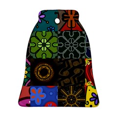 Digitally Created Abstract Patchwork Collage Pattern Bell Ornament (two Sides) by Nexatart