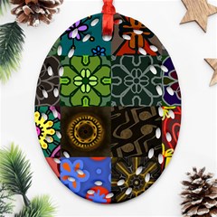 Digitally Created Abstract Patchwork Collage Pattern Ornament (oval Filigree) by Nexatart