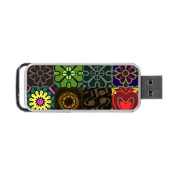 Digitally Created Abstract Patchwork Collage Pattern Portable Usb Flash (one Side) by Nexatart