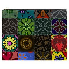 Digitally Created Abstract Patchwork Collage Pattern Cosmetic Bag (xxxl)  by Nexatart