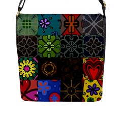 Digitally Created Abstract Patchwork Collage Pattern Flap Messenger Bag (l)  by Nexatart