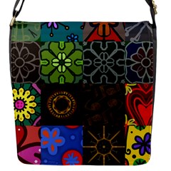 Digitally Created Abstract Patchwork Collage Pattern Flap Messenger Bag (s) by Nexatart