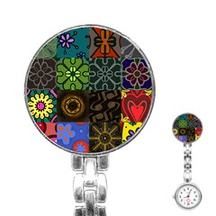 Digitally Created Abstract Patchwork Collage Pattern Stainless Steel Nurses Watch by Nexatart