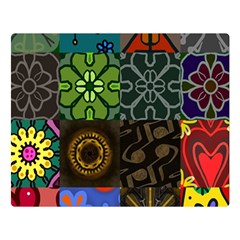 Digitally Created Abstract Patchwork Collage Pattern Double Sided Flano Blanket (large)  by Nexatart