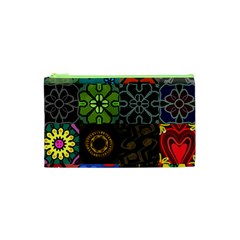 Digitally Created Abstract Patchwork Collage Pattern Cosmetic Bag (xs) by Nexatart