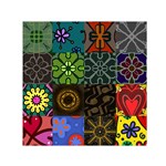 Digitally Created Abstract Patchwork Collage Pattern Small Satin Scarf (Square) Front